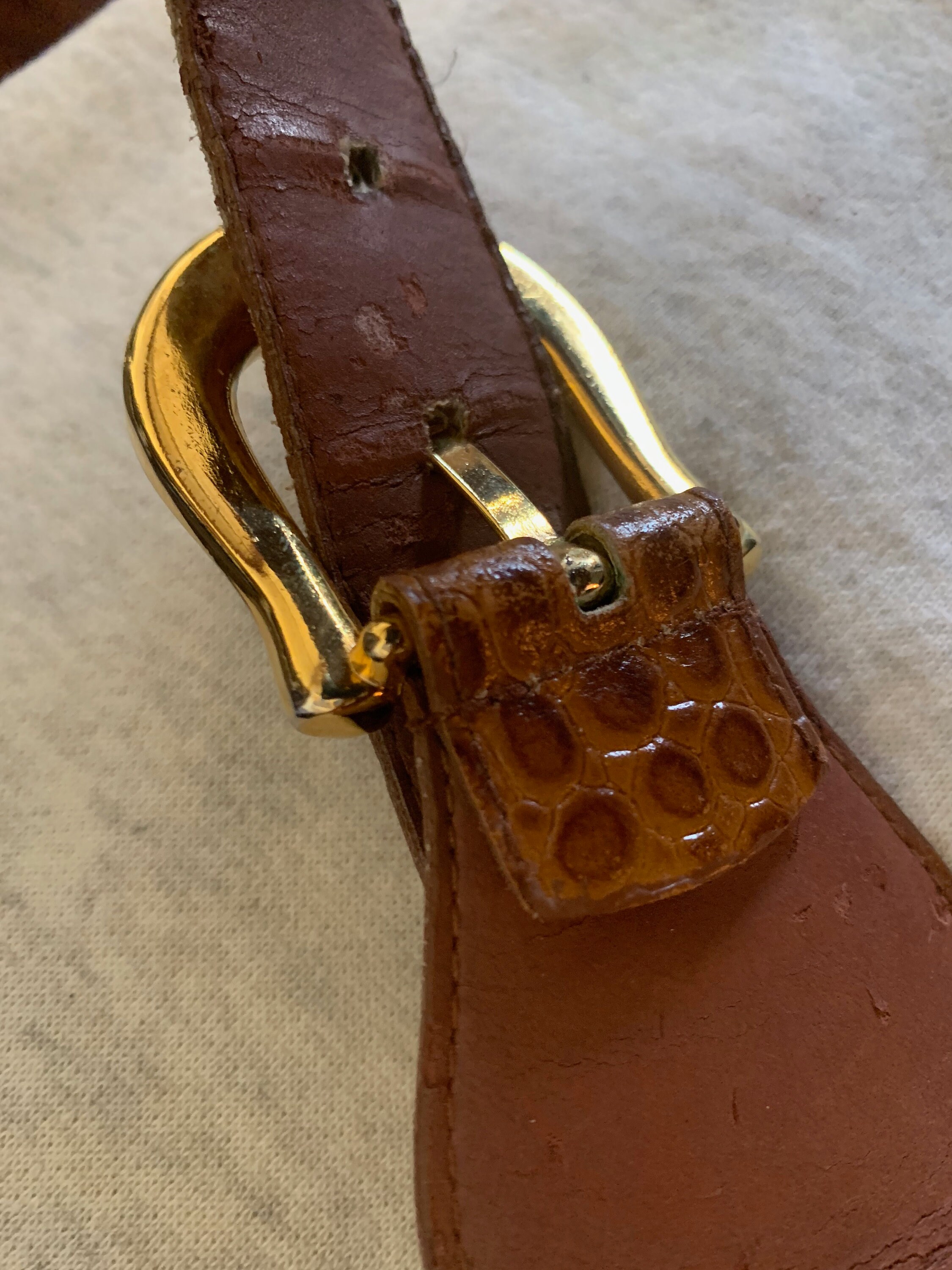 Jones New York Belt Crocodile Brown Genuine Leather | Etsy