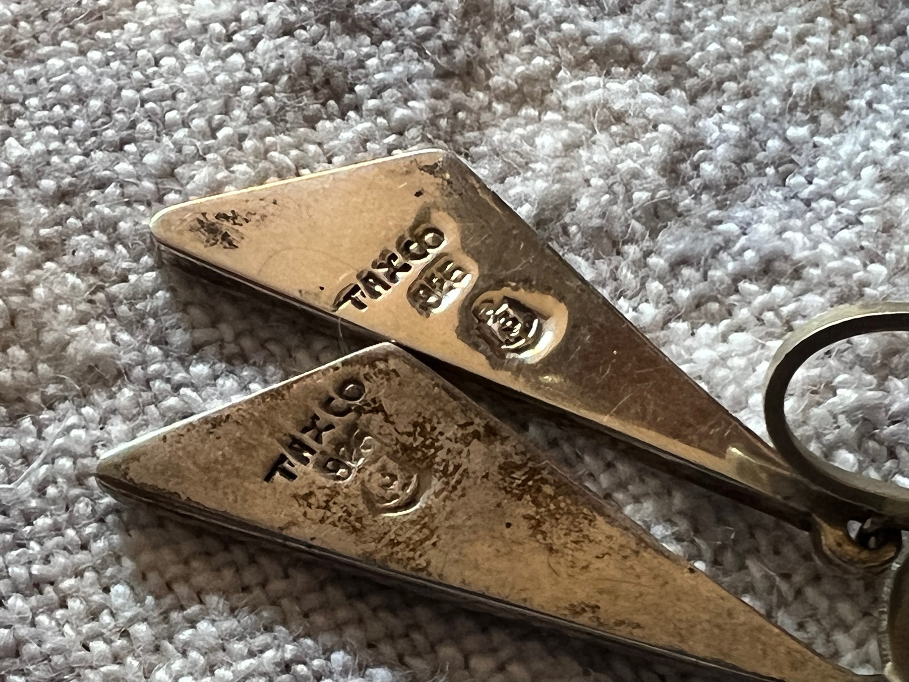 Triangle Hallmark Mexican Taxco Sterling Silver Earrings, Geometric Triangle Taxco 925 ...
