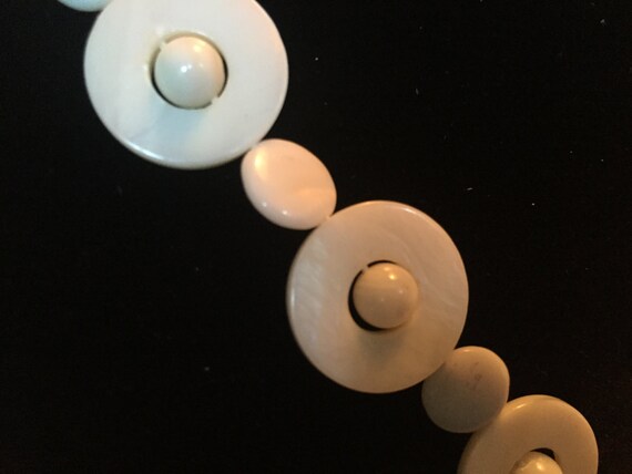 Cream Shell Bead Necklace, Carved Boho Beachy Nou… - image 2