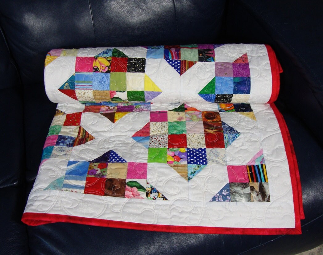 Scrappy Quilt Lap Quilt Picnic Quilt Traditional Patchwork - Etsy