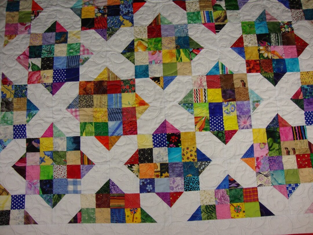 Scrappy Quilt Lap Quilt Picnic Quilt Traditional Patchwork - Etsy