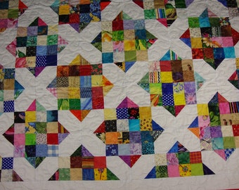 Scrappy quilt Lap quilt Picnic quilt Traditional patchwork