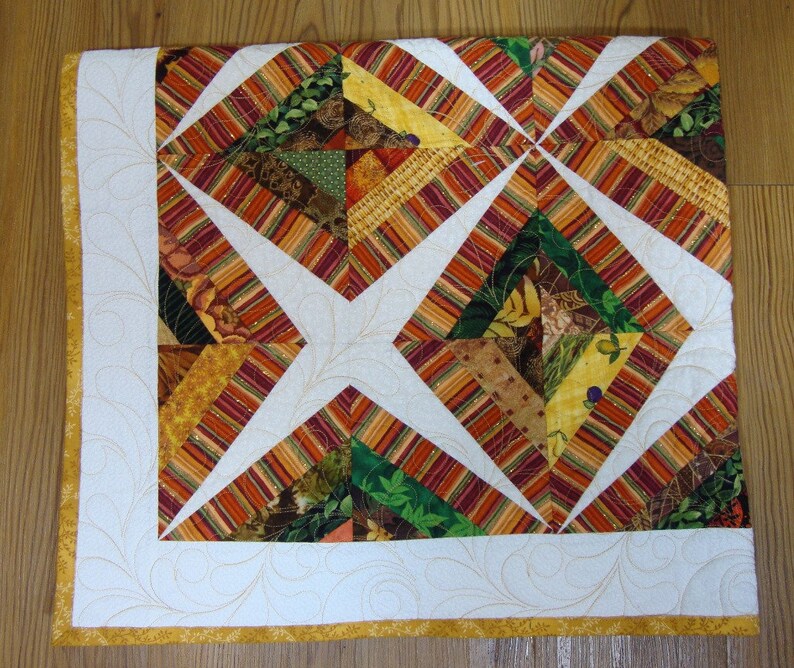 Fall Color Quilt Gold Sparkle Scrappy Quilt Throw Quilt Table Etsy