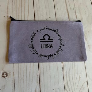 Libra Zodiac Astrology Cute Make-Up Bag Zipped Bag Small Canvas Bag Multipurpose Cosmetics Bag Travel Toiletry Gifts for Her
