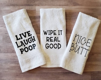 Funny Bathroom Hand Towels/Bathroom Towels/Guest Towels Funny Towels