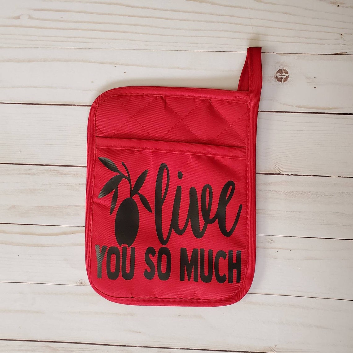 Funny Hot Pads Pot Holders Kitchen Decor Olive You so Much I Etsy