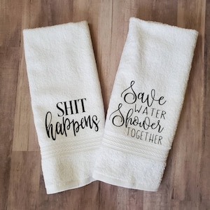 Funny Bathroom Hand Towels/Funny Bathroom Towels/Save Water Shower Together/Guest Towels/Bathroom Towels