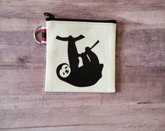 Sloth Canvas Coin Purse: Cute Keychain Pouch