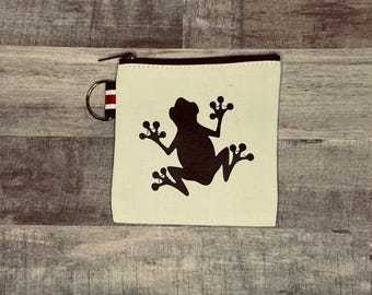 Funny Frog Coin Purse: Natural Canvas Small Pouch