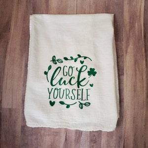 Shamrock Kitchen Dish Towel/St Patrick&#39;s Day/Irish Gifts/Lucky Gifts/Good Luck Gifts/Funny Towels/Inappropriate Gifts