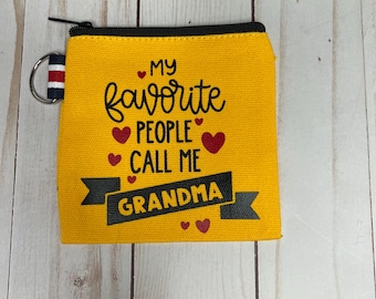 Grandma Canvas Coin Purse: Zippered Keychain Pouch