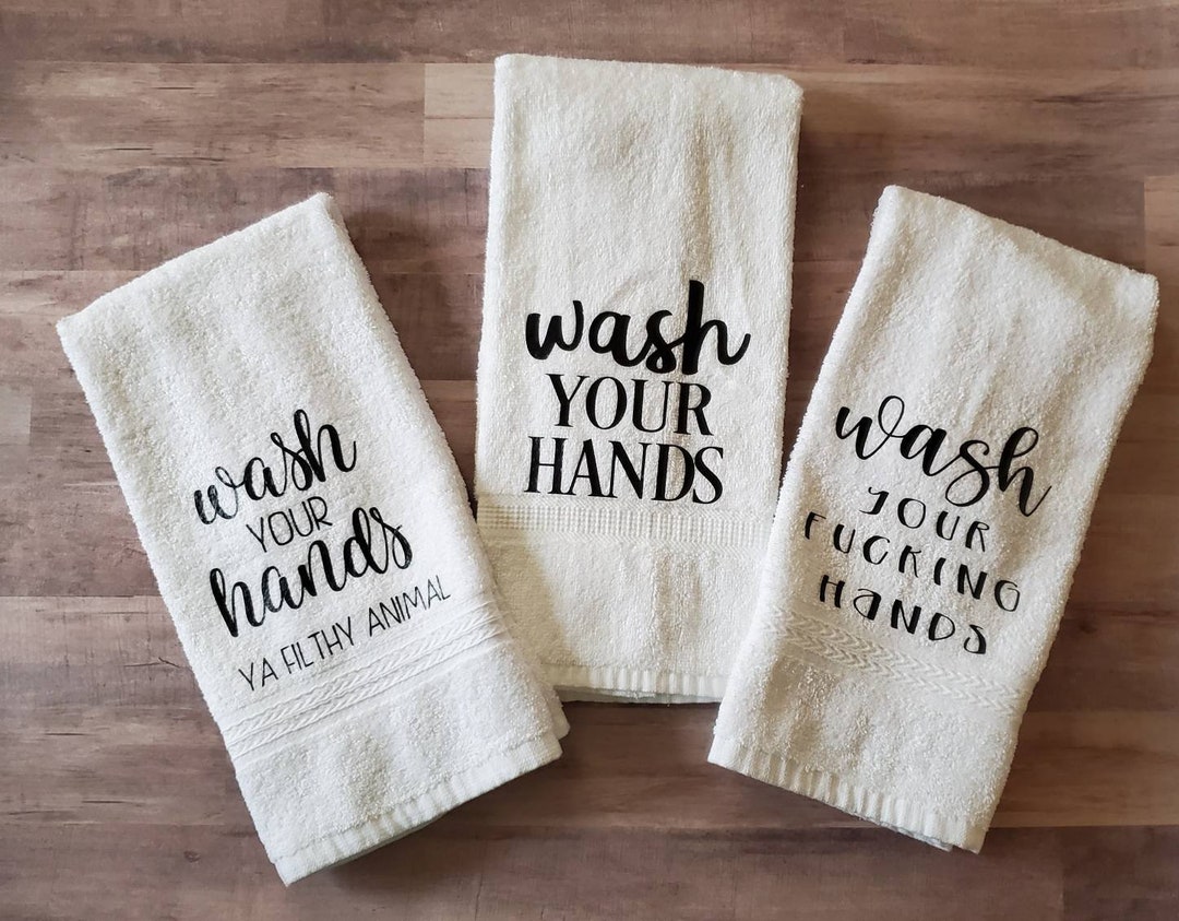 Funny Bathroom Hand Towels/funny Bathroom Towels/wash Your Hands/ya ...