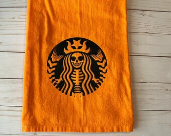 Spooky Witch Cotton Dish Towel: Halloween Kitchen Decor