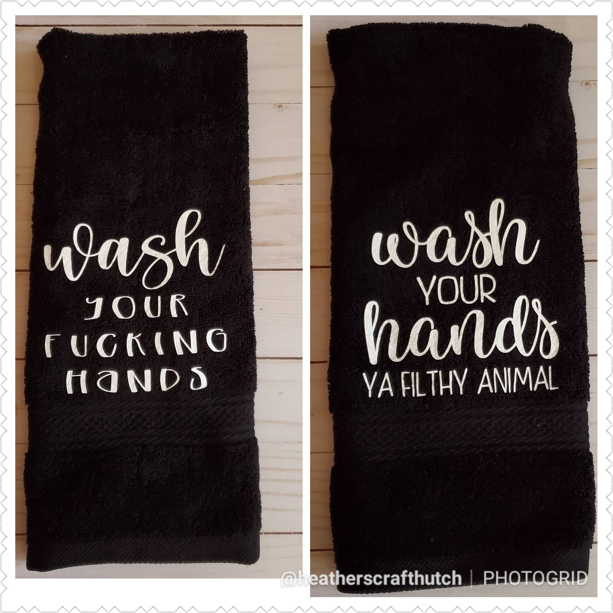 Funny Bathroom Hand Towels/funny Bathroom Towels/wash Your Etsy