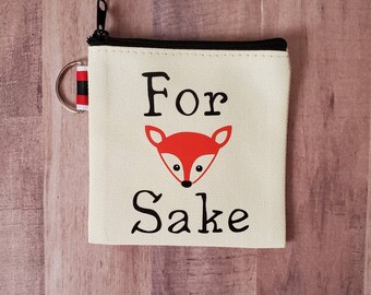 Fox Coin Purse: Canvas Pouch with Keychain