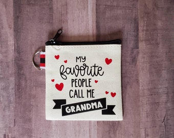 Grandma Canvas Coin Purse: Zipper Pouch with Keychain