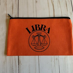 Libra Zodiac Astrology Gifts Cute Make-Up Bag Zipped Bag Small Canvas Bag Multipurpose Cosmetics Bag Travel Toiletry Gifts for Her