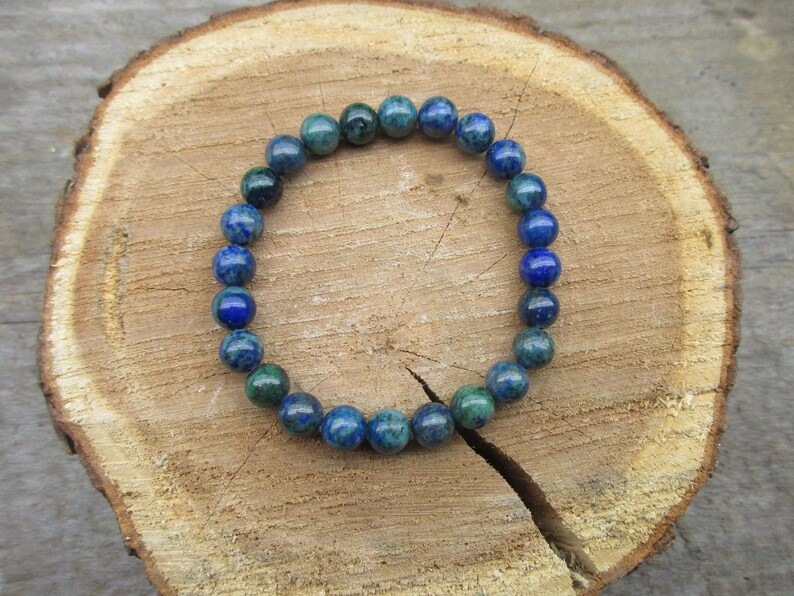 8mm Green Phoenix Lapis Stretch Bracelet