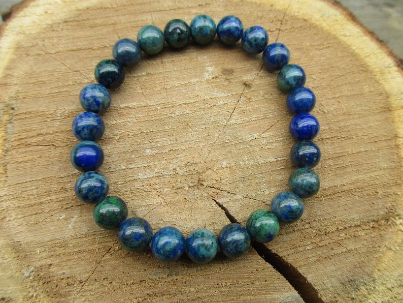 8mm Green Phoenix Lapis Stretch Bracelet