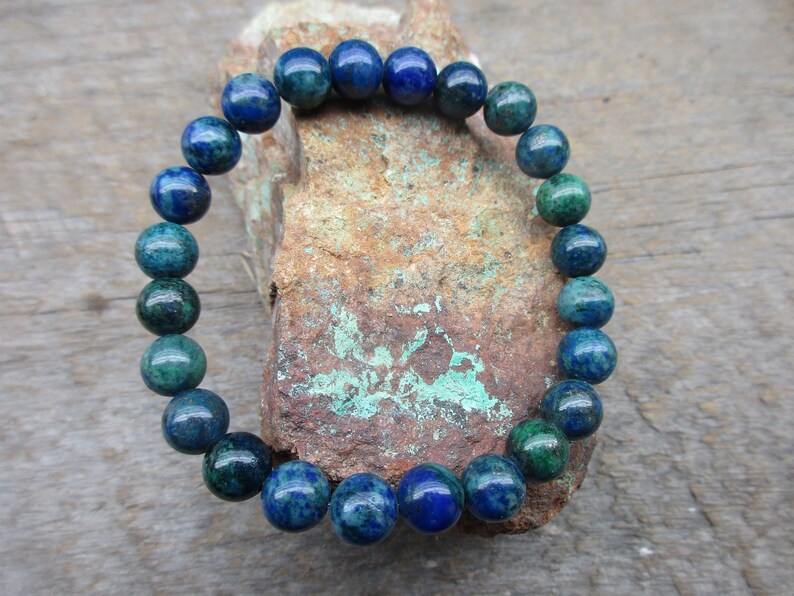 8mm Green Phoenix Lapis Stretch Bracelet