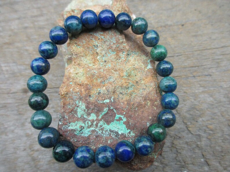 8mm Green Phoenix Lapis Stretch Bracelet