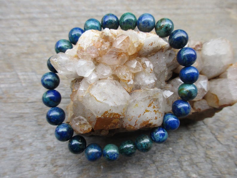 8mm Green Phoenix Lapis Stretch Bracelet