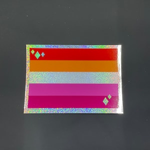 Lesbian Pride Flag Sticker Starburst Holographic