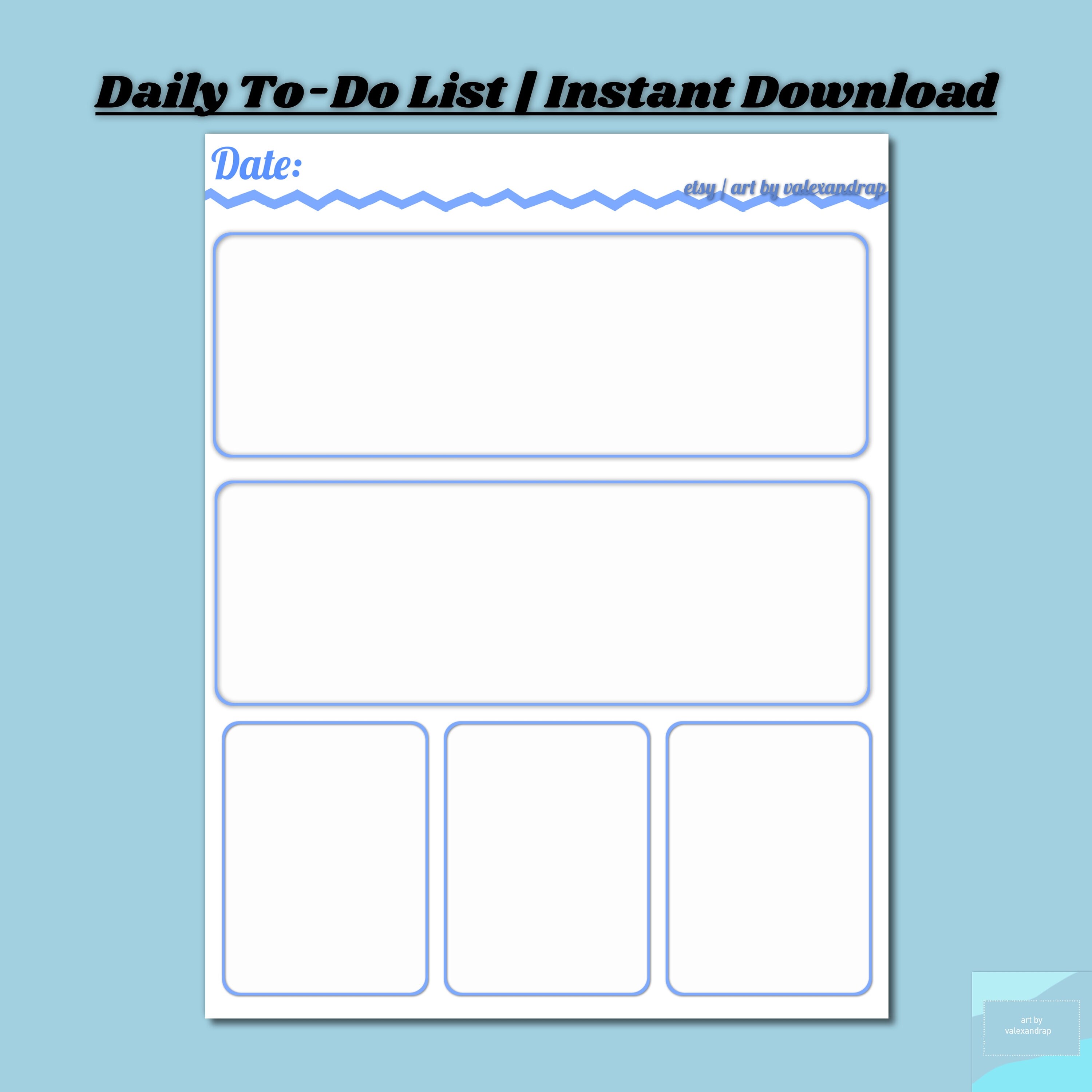Digital Blue Daily to Do List, List Planner - Etsy