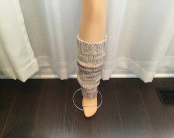 Knee Long Vegan Friendly Acrylic Leg Warmers.Color Pearl.Bulky,Cunky Soft and warm