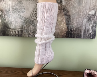 Leg warmers.Dancer leg warmers.Acrylic leg warmers. Seamless leg warmers. Hand knitted leg warmers.White leg warmers. Women leg warmers.