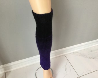 Acrylic and Wool blend Leg Warmers.Size M.Black/Purple color.Thick,soft and warm.