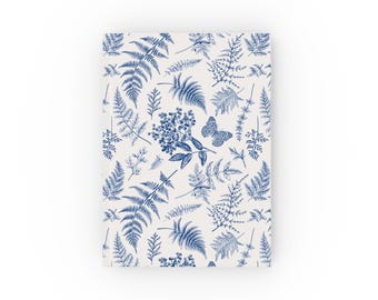 Vintage Botanical Notebook: Niebieski kwiatowy dziennik, styl retro