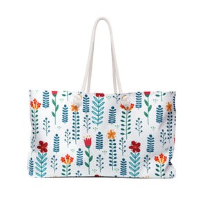 Floral Weekender Bag: Oversized Travel Tote, Boho Beach Style