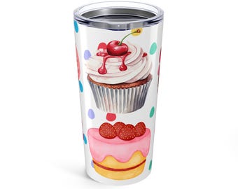 Sweet Treats Tumbler Pancakes, Cupcakes And Donuts with Smiley Faces