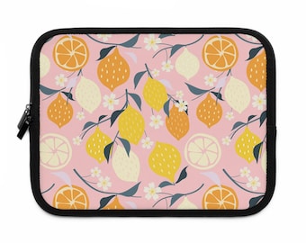 Etui na laptopa Citrus Bliss Cytryny i pomarańcze na różowo