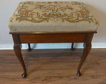Antique Victorian Mahogany tapestry top piano/dressing table stool