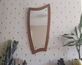 Mid century 1960s Teak wall mirror long wall mirror, over mantle mirror, hall mirror, retro mirror, teak side mirror,