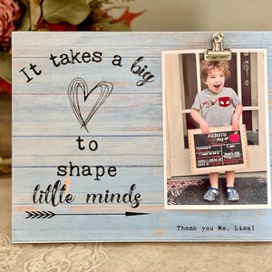 Personalized Teacher Appreciation Gift: 'Big Heart' Wood Picture Frame