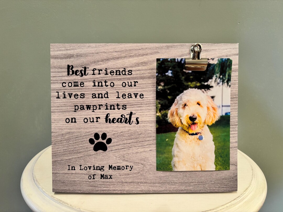 Personalized Pet Memorial Photo Frame | Pawprints Condolence Gift - Etsy