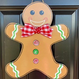 CHRISTMAS DOOR Hanger, Gingerbread Door Hanger, Gingerbread Boy, Christmas Decorations, Door Decor, Christmas Decor, Wood Cut Out