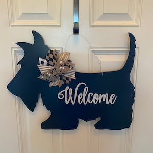 Accroche-porte Scottie, accroche-porte Westie, bois découpé Scottie, accroche-porte pour animal de compagnie, décoration chien, panneau de chien en bois, panneau de chien Westie
