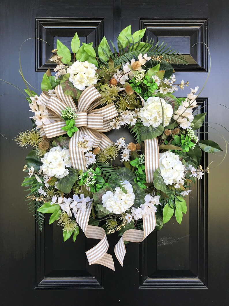 Farmhouse Wreath For Front Door Summer Decor White Wreath Etsy