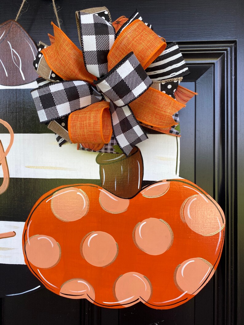 Pumpkin Wood Cut Out Fall Door Hanger Fall Decor PUMPKIN Door Hanger Farmhouse Decor Thanksgiving Door Hanger Halloween Door Hanger