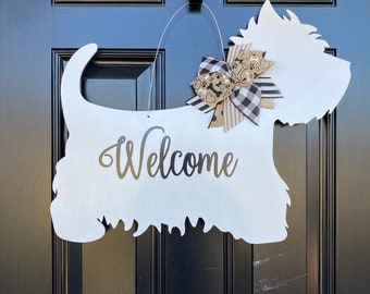 West Highland Terrier Door Hanger, Westie Door Hanger, Westie Wood Cut Out, Pet Door Hanger, Dog Decor, Wooden Dog Sign, Westie Dog Sign