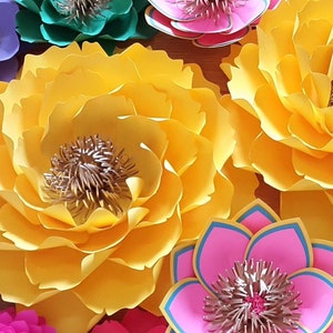 Plantilla de flor de papel, tutorial de flores de papel. Archivo de corte SVG Tutorial de flores de papel DIY, patrón de pared de flores personalizado