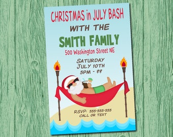 christmas in july invitations etsy