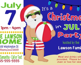 christmas in july invitations etsy