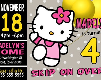 Custom Hello Kitty Birthday Party Invitation Print at Home Digital File