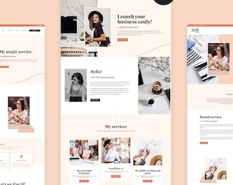 Feminine WordPress Template Kit Elementor PRO Zoe Sweet for Coaching business, Blogger, Podcast, Social Media. Feminine WordPress Theme