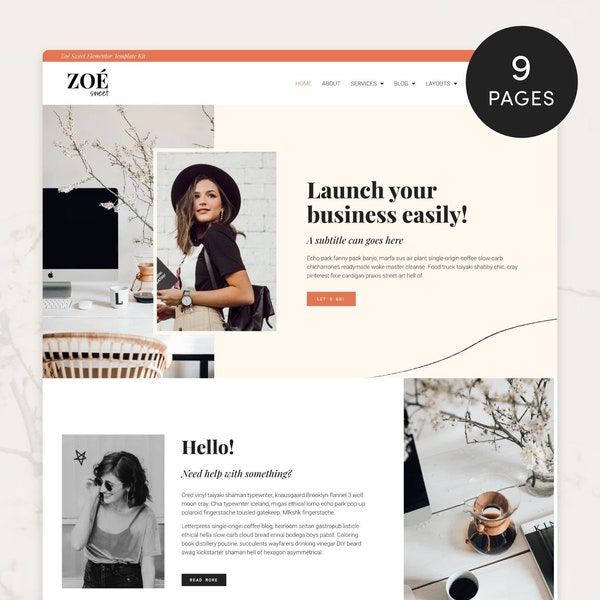 Zoe Sweet WordPress Template Kit Elementor PRO für Coach, Influencer, Blogger, Social Media Manager, feminin, schick, Coaching, Podcast